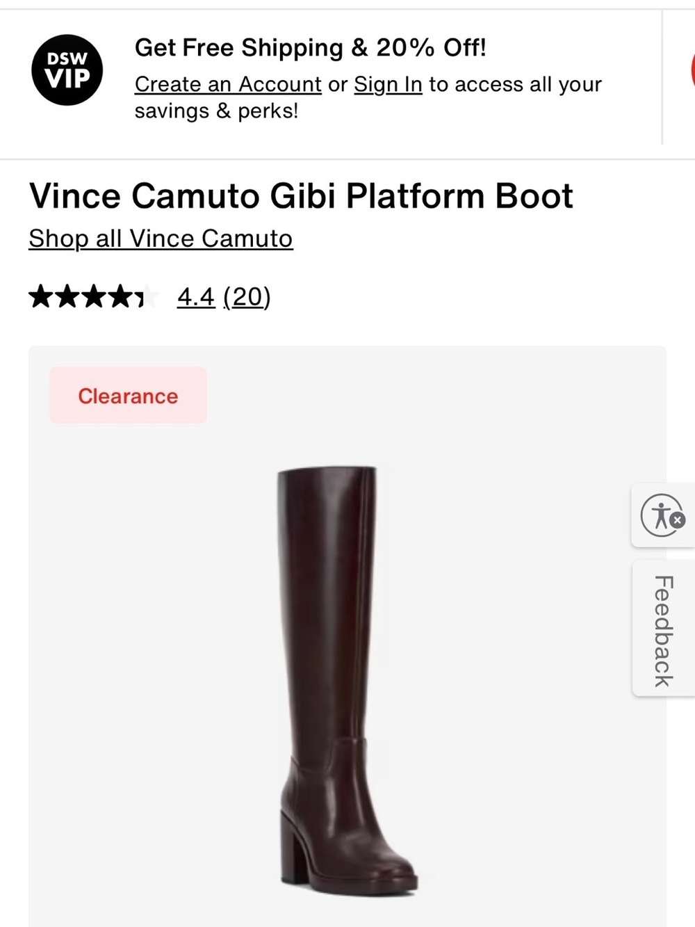 Vince Camuto Gibi Platform Over-the-Knee Boot — Dark Burgundy NEVER WORN